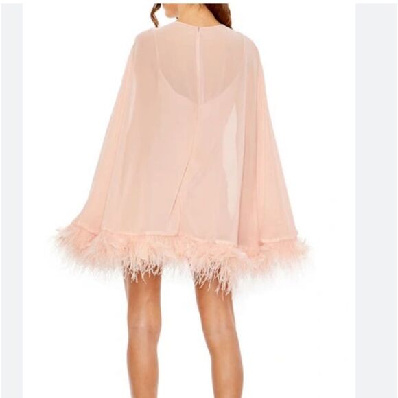 NWT MAC DUGGAL TRAPEZE DRESS WITH FEATHER TRIM 11622 $ 598.00 - Picture 4 of 11